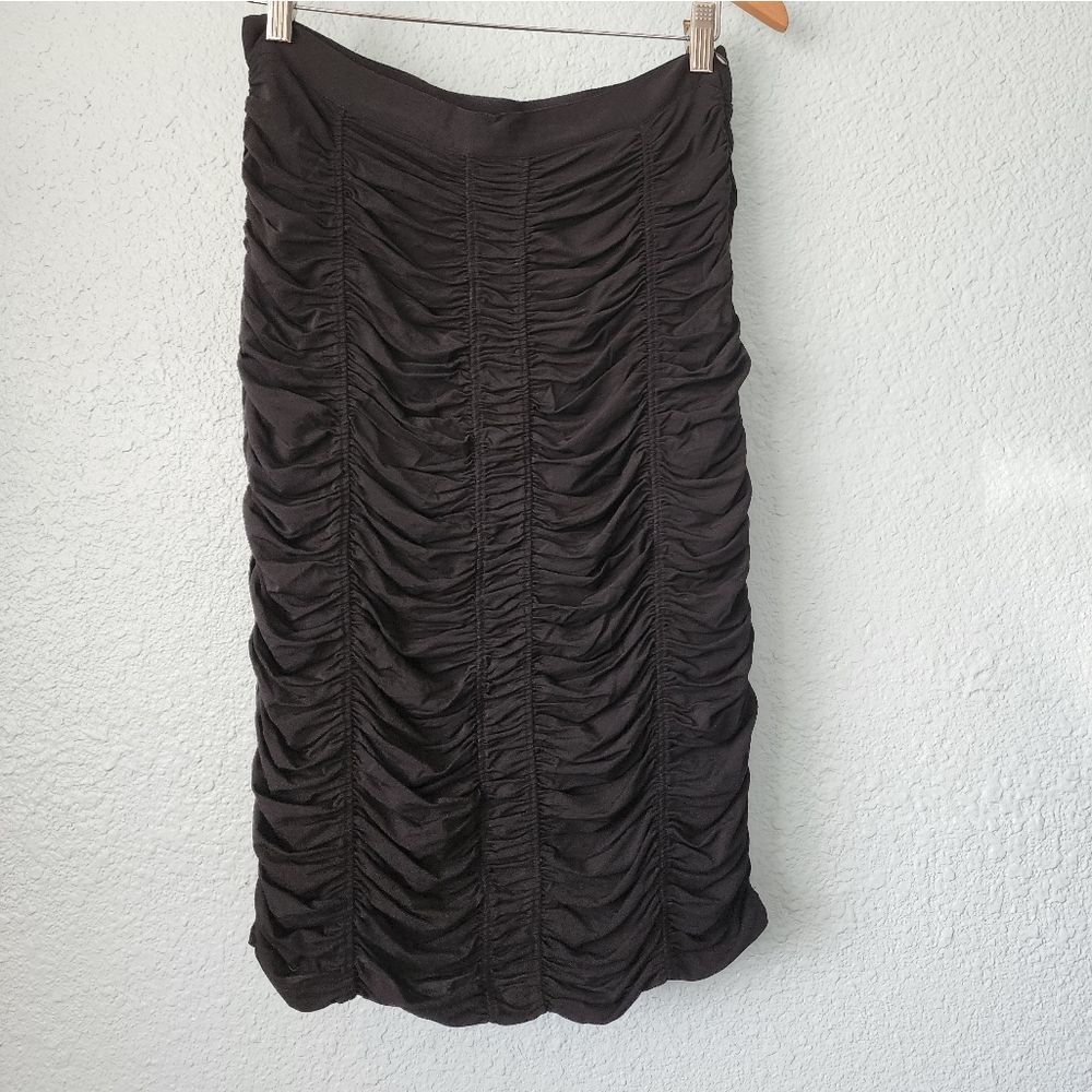 Burberry Black Ruched Midi Skirt